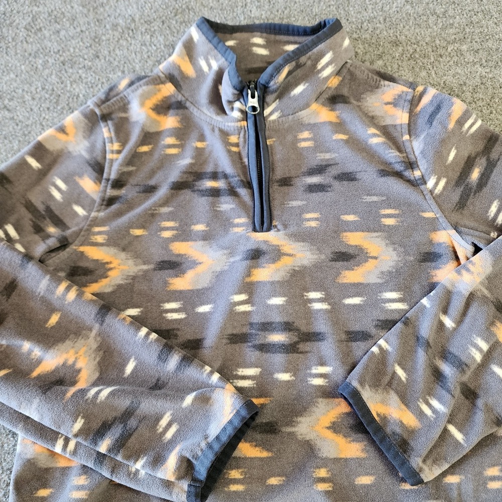 OshKosh B'gosh Boys Fleece Pullover Size 10 Gray Southwest Aztec 1/4 Zip Jacket